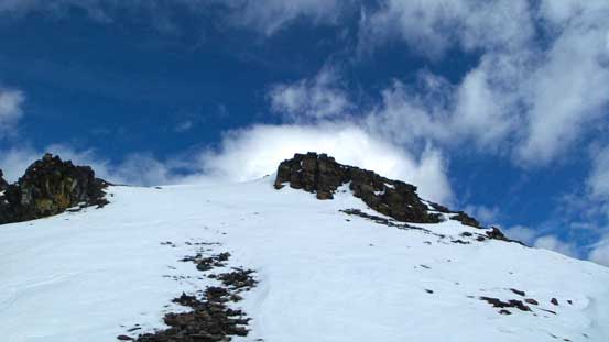 The final slope was pleasant step-kicking on snow