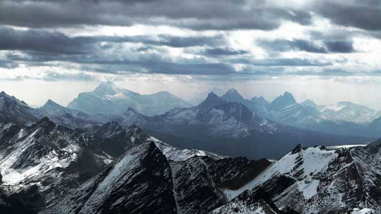 Mt. Edith Cavell and peaks by Tonquin Valley