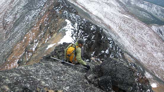 Well, time to find a way down the opposite side... It all looked steep