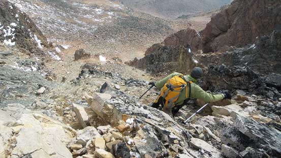 Getting down the first summit was loose