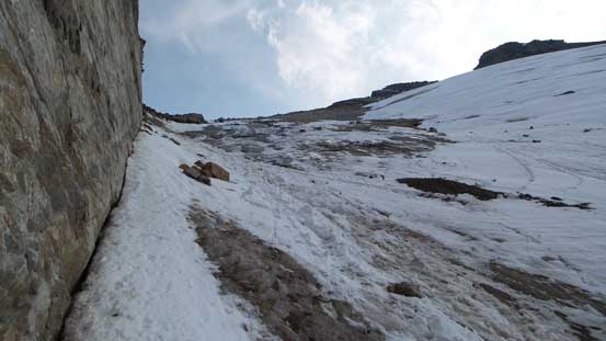 Looking back from halfway down the ice couloir