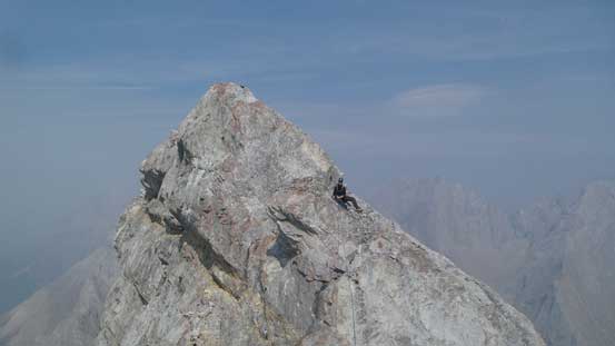 Robb ready to belay me across the crux.