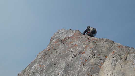 Robb leading another short pitch to the summit