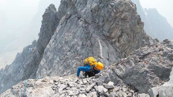 Maury opted to down-climb the summit block