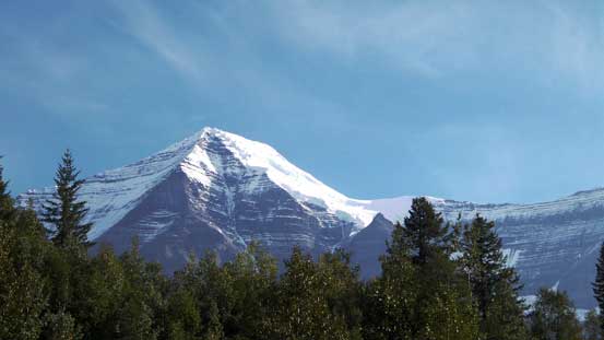 The mighty Mt. Robson seen from Kinney Lake Trail