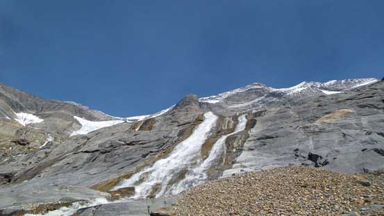 Inspecting one of the waterfalls up-close
