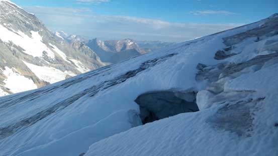 Lots of crevasses to negotiate on this route