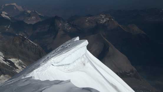This is the cornice that we avoided on the summit ridge