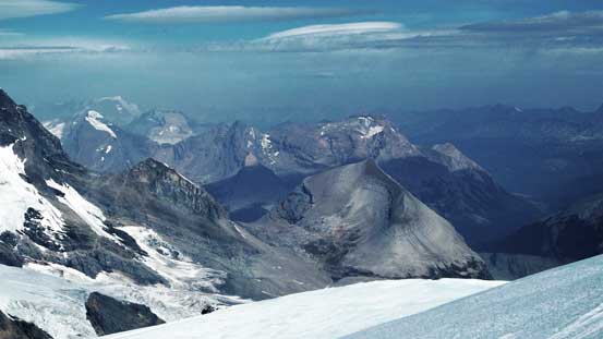 Another view from the descent. Rearguard Mountain at center foreground