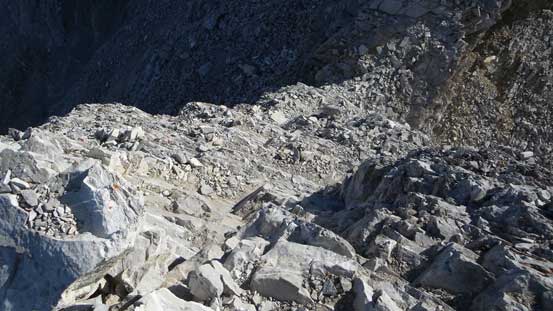 Here's the crux down-climb just before the pinnacle traverse