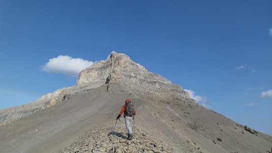 Hiking towards the base of this false peak