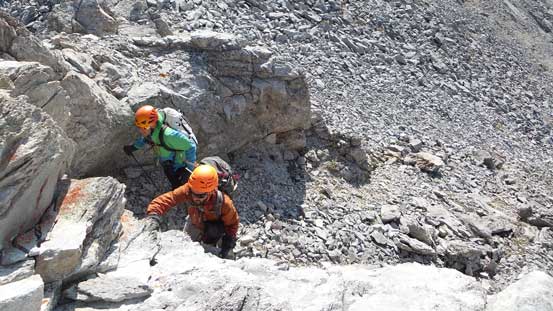 Ben and Vern ascending a step