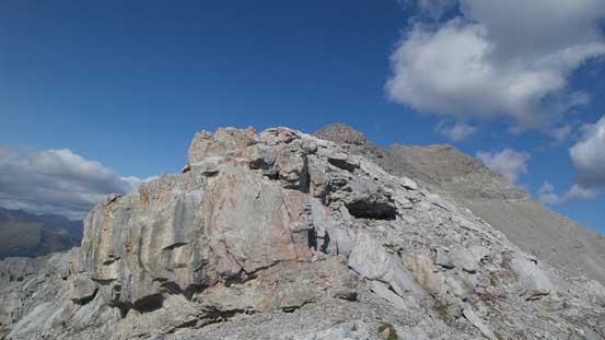 Looking up the connecting ridge
