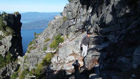 Vlad traversing the exposed ledge