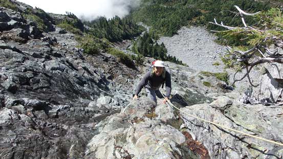 Vlad higher up on the crux pitch