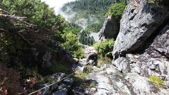 Vlad climbing up the last pitch