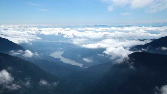 Capilano Lake and the low clouds