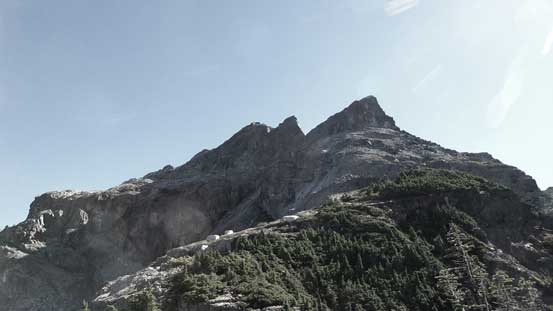At the base of Sky Pilot's W. Ridge, looking up