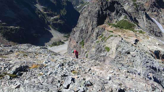 Section above the pink slabs, another group was going up