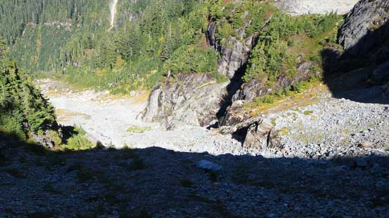 Descending the rocky bowl