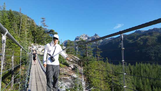 Me posing on the suspension bridge