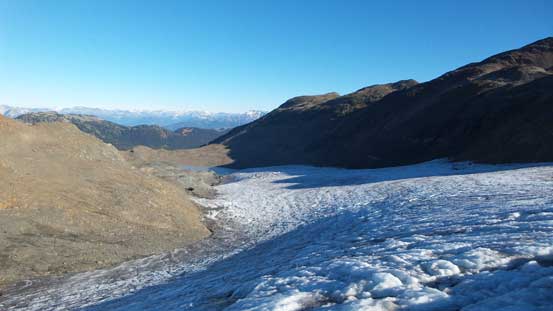 Looking down the tongue of Helm Glacier