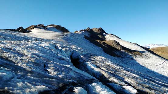 There are a few cracks on this glacier.