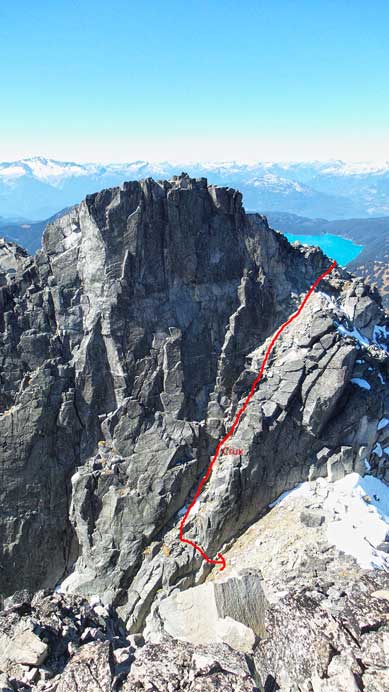 The ramp down from west summit is shown.