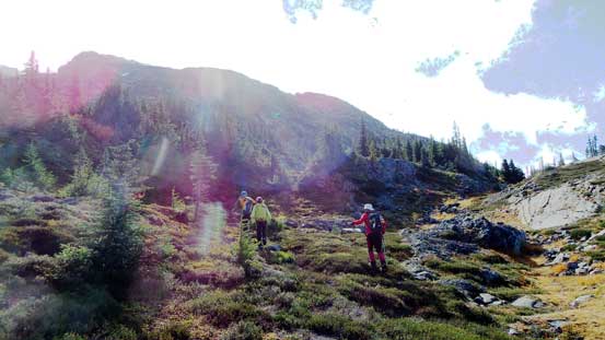 Hiking up with Gordon leading the way