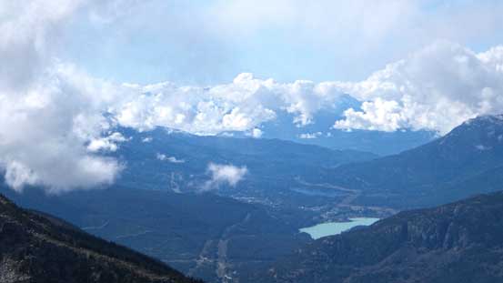 A zoomed-in shot towards Green Lake and Whistler