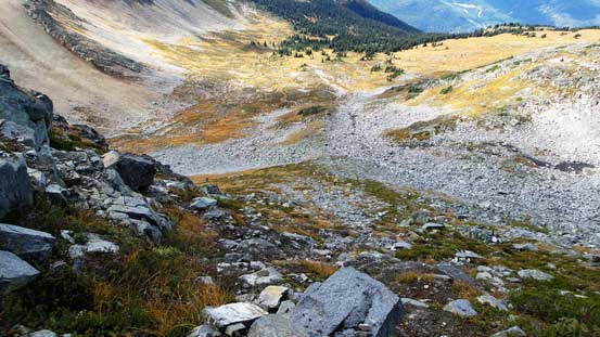 Looking down at the slope we just ascended