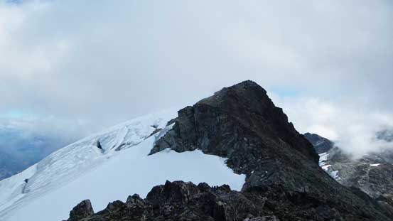 On the summit ridge now, looking ahead