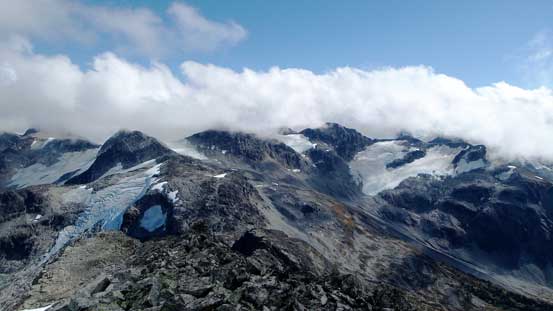 Low clouds obscured my view looking towards Mt. Weart area