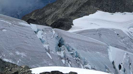 Some large crevasses on Currie's north glacier