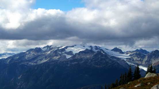 Ipsoot Mountain still hidden in the clouds