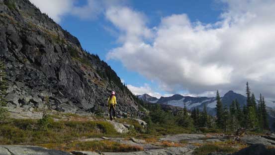 Michelle on the bench traverse