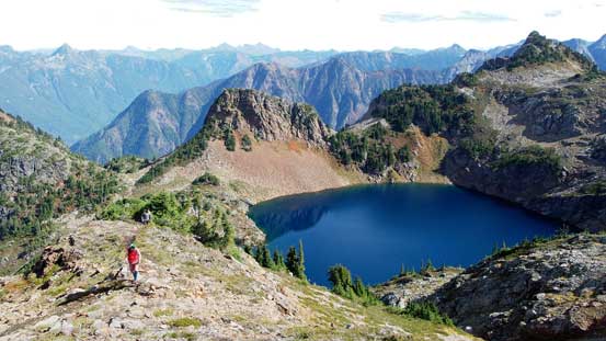 Looking down, the Upper Lake is a beautiful one