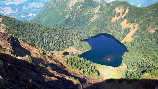 Looking down at the lower Pierce Lake