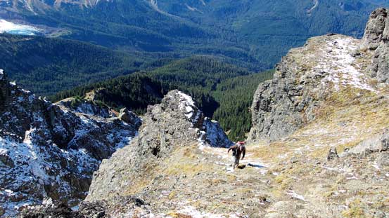 Simon ascending up Chowder Ridge