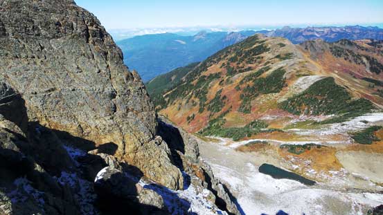 Looking back down towards that tarn once gaining the ridge