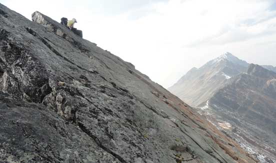 Me on one more slab piece. Photo by Maury