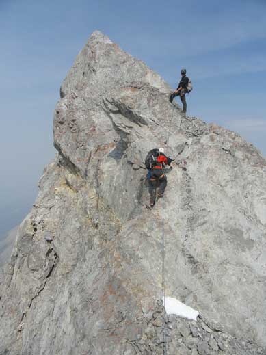 Me starting the summit monolith. Photo by Maury