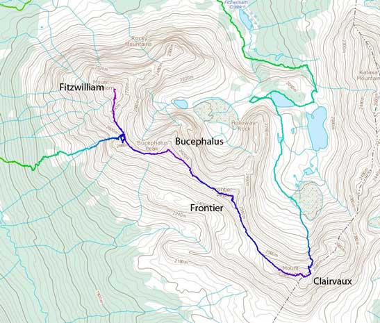 The traverse route from Fitzwilliam to Clairvaux