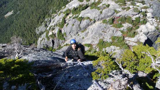 Vlad ascending the upper batman rope