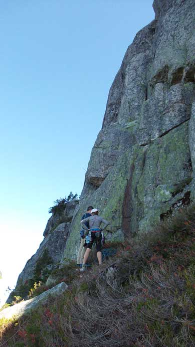 These two climbers just started the Escape Velocity route