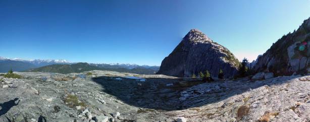 Looking back at the wide ledge/plateau below the second bump