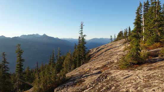 The trail goes down on these slabs making difficult route-finding