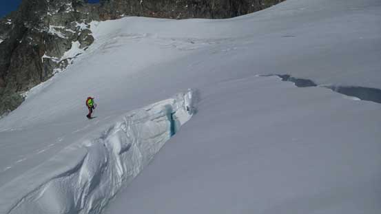 Brian and the two paralleling crevasses