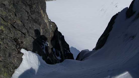 Looking down a deep notch