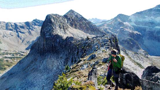 Regaining the ridge, looking back